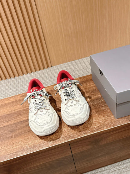 Balenciaga New Hampton Unisex Casual Sneakers, White & Red