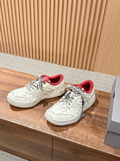 Balenciaga New Hampton Unisex Casual Sneakers, White & Red