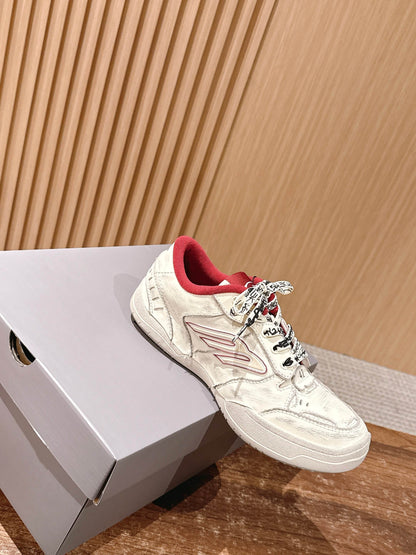 Balenciaga New Hampton Unisex Casual Sneakers, White & Red