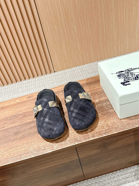 Burberry drop-in “Birkenstock” half-slides, Black