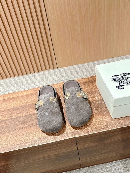 Burberry drop-in “Birkenstock” half-slides, Grey