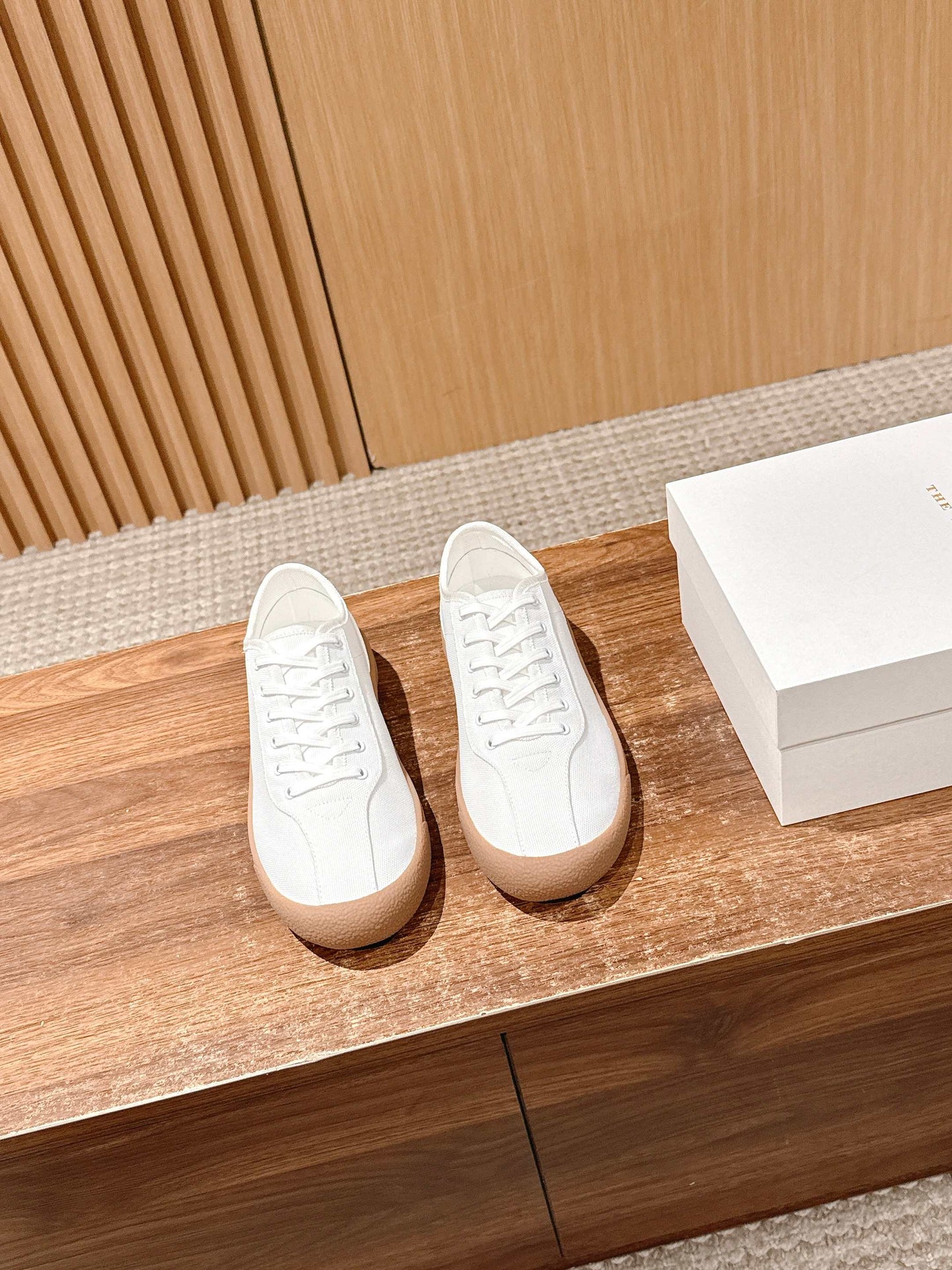 The Row Minimalist Low-Top Canvas Sneakers, Black