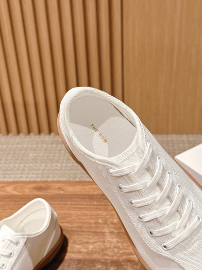 The Row Minimalist Low-Top Canvas Sneakers, Black