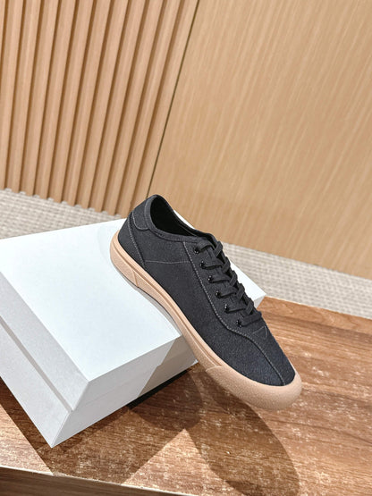 The Row Minimalist Low-Top Canvas Sneakers, White