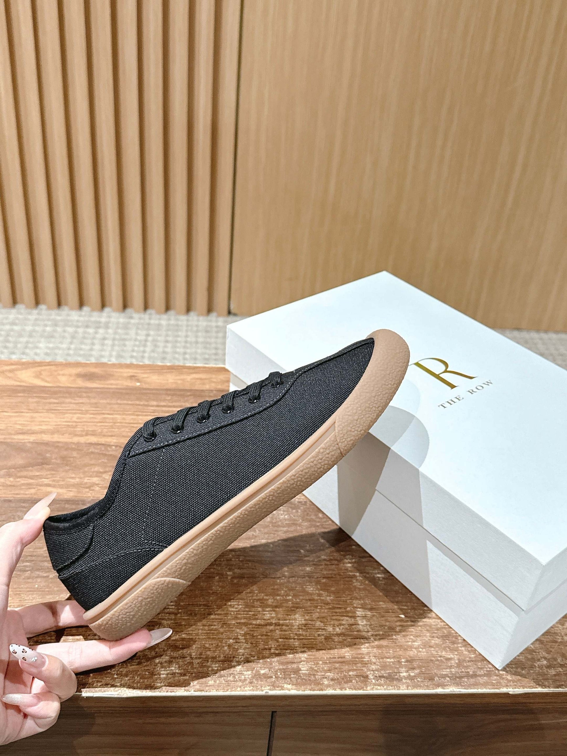 The Row Minimalist Low-Top Canvas Sneakers, White