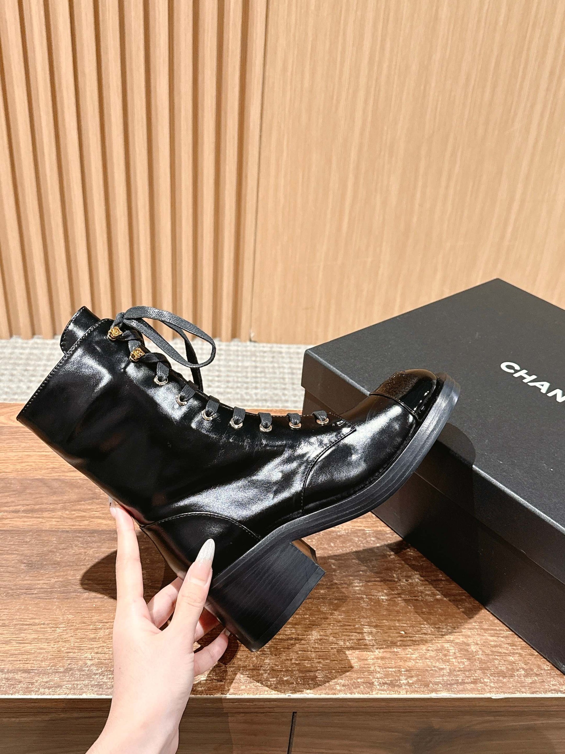 Chanel New Round-Toe Thick-Sole Martin Boots, Classic