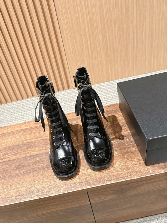 Chanel New Round-Toe Thick-Sole Martin Boots, Classic