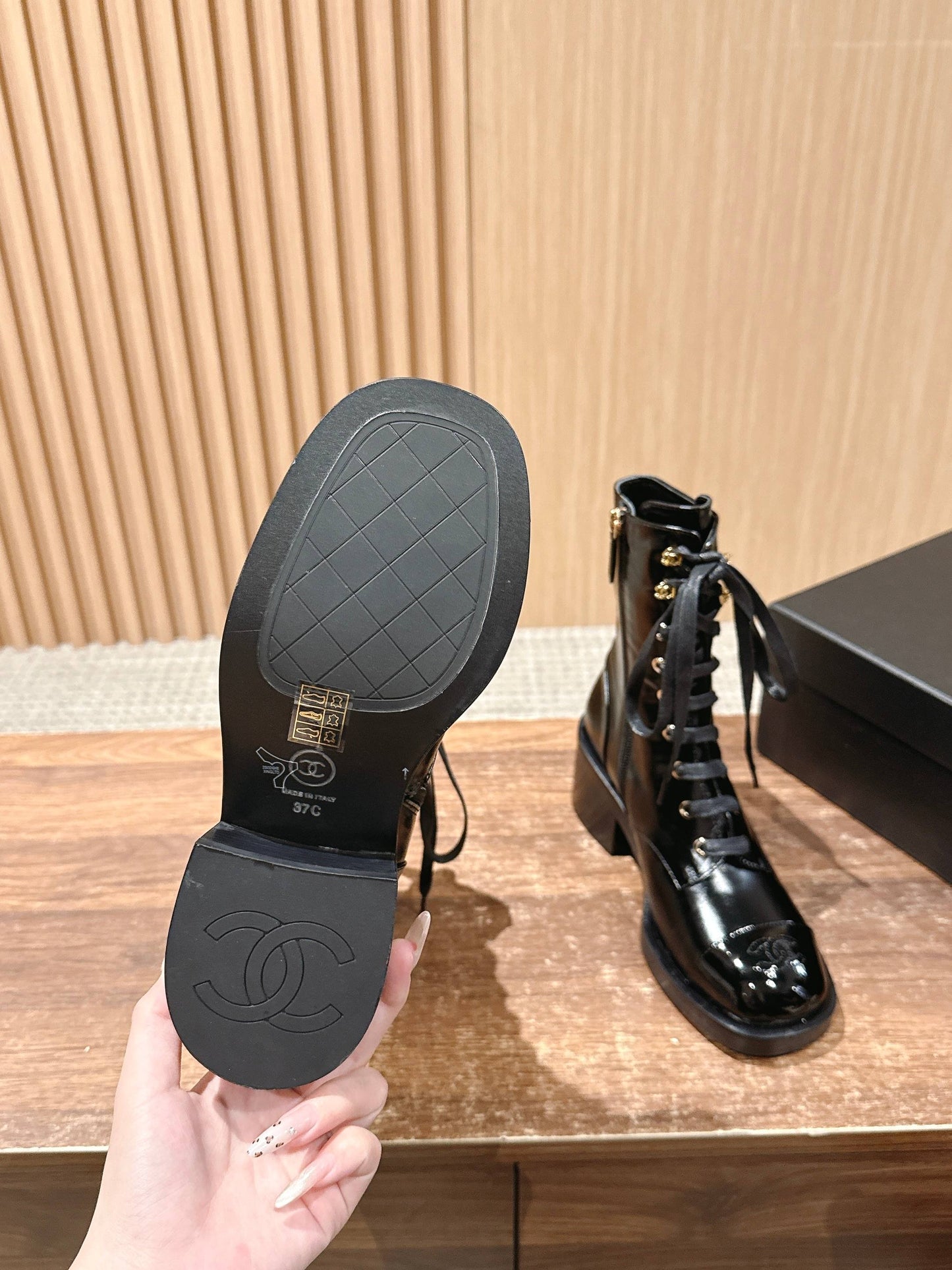 Chanel New Round-Toe Thick-Sole Martin Boots, Classic