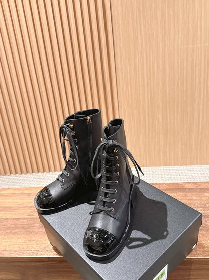 Chanel New Round-Toe Thick-Sole Martin Boots