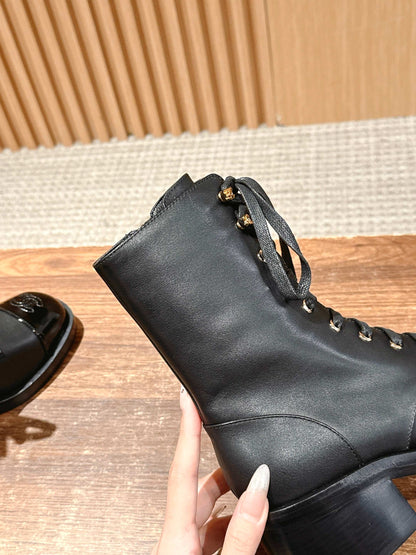 Chanel New Round-Toe Thick-Sole Martin Boots