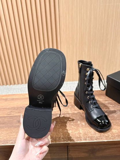 Chanel New Round-Toe Thick-Sole Martin Boots