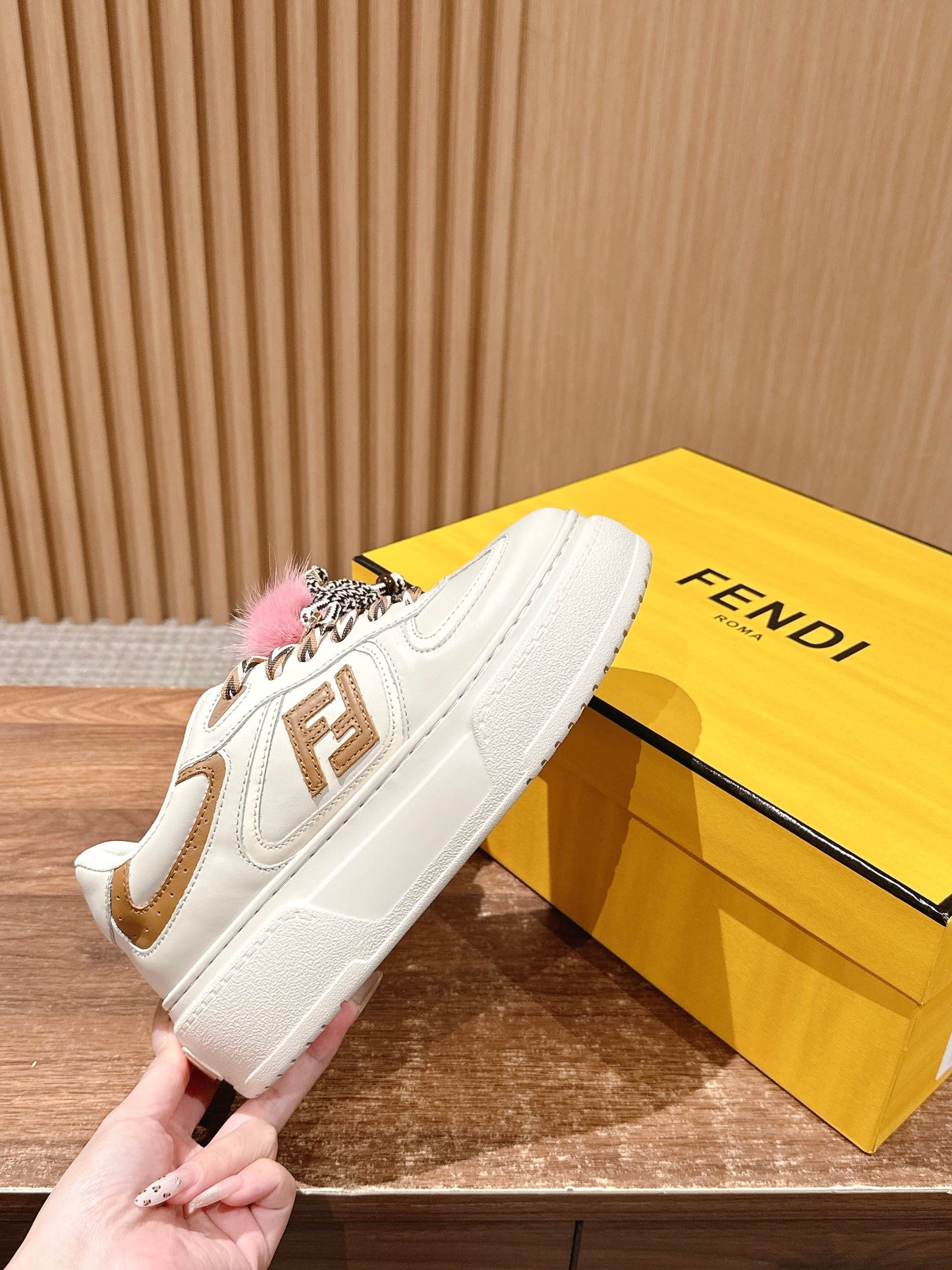 Fendi Match Platform Sneakers, White