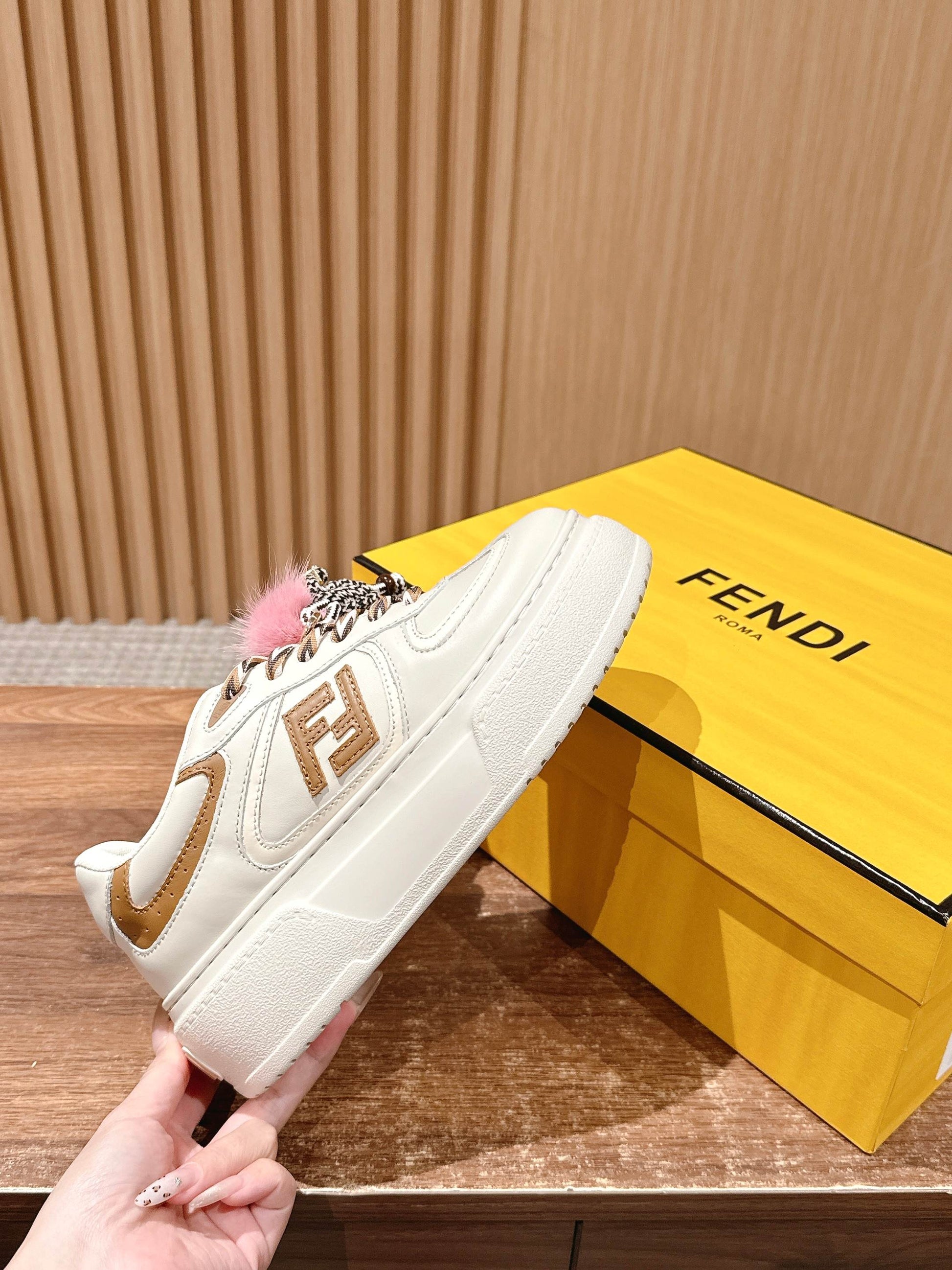 Fendi Match Platform Sneakers, White