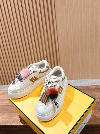 Fendi Match Platform Sneakers, White
