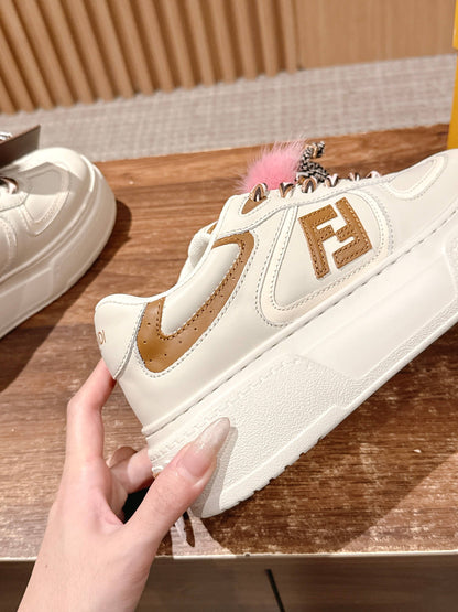 Fendi Match Platform Sneakers, White