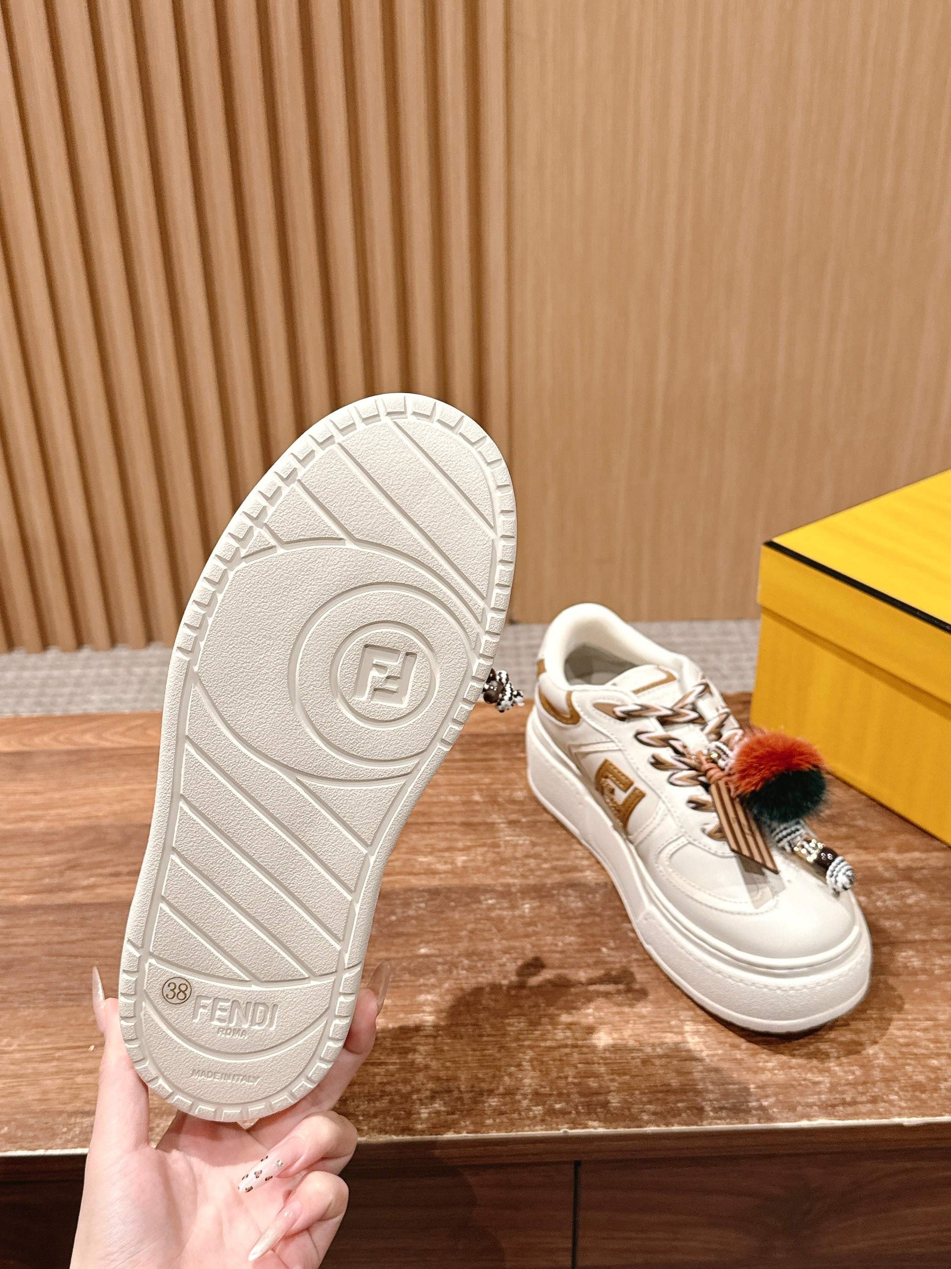 Fendi Match Platform Sneakers, White