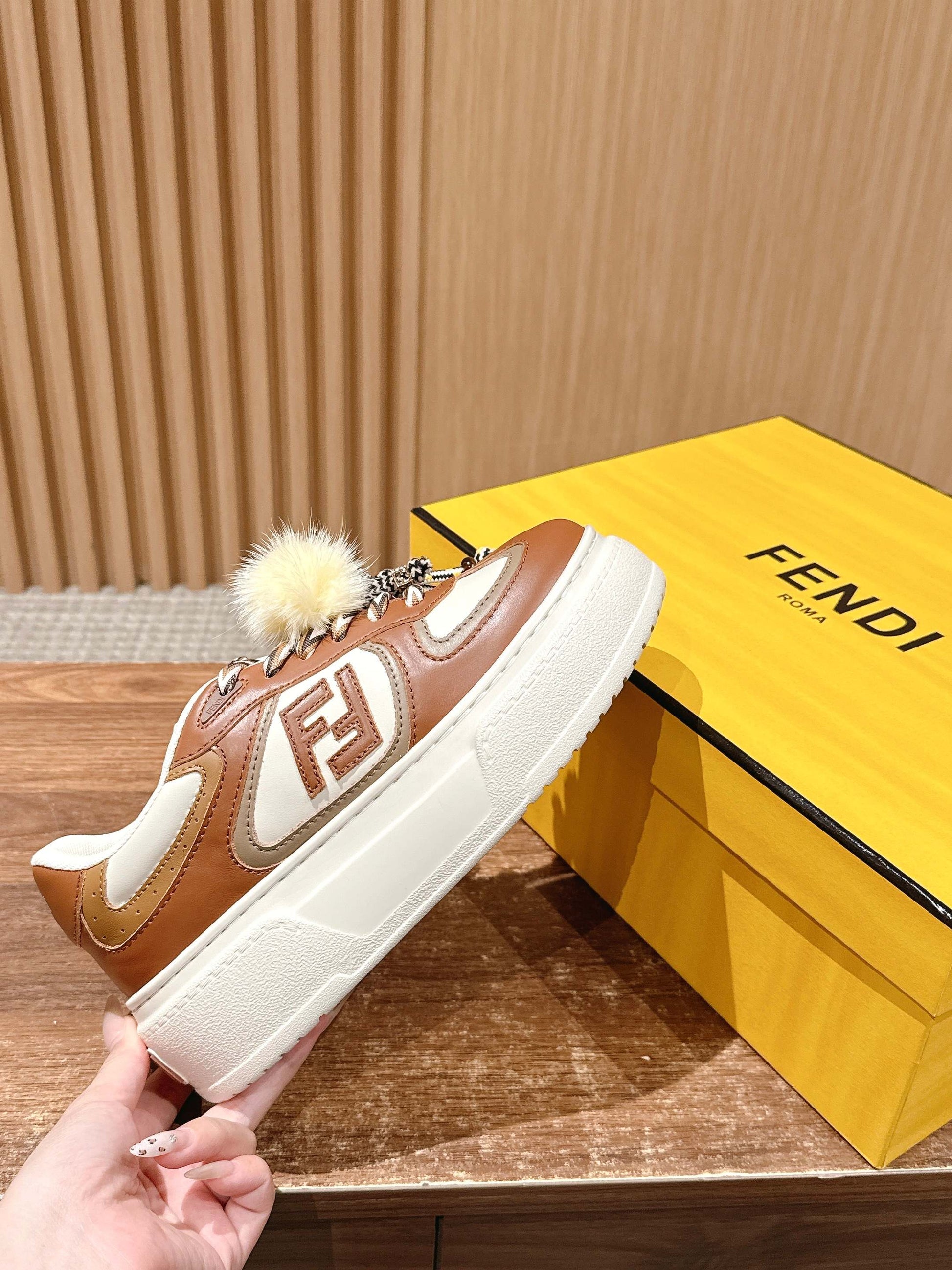 Fendi Match Platform Sneakers, Brown