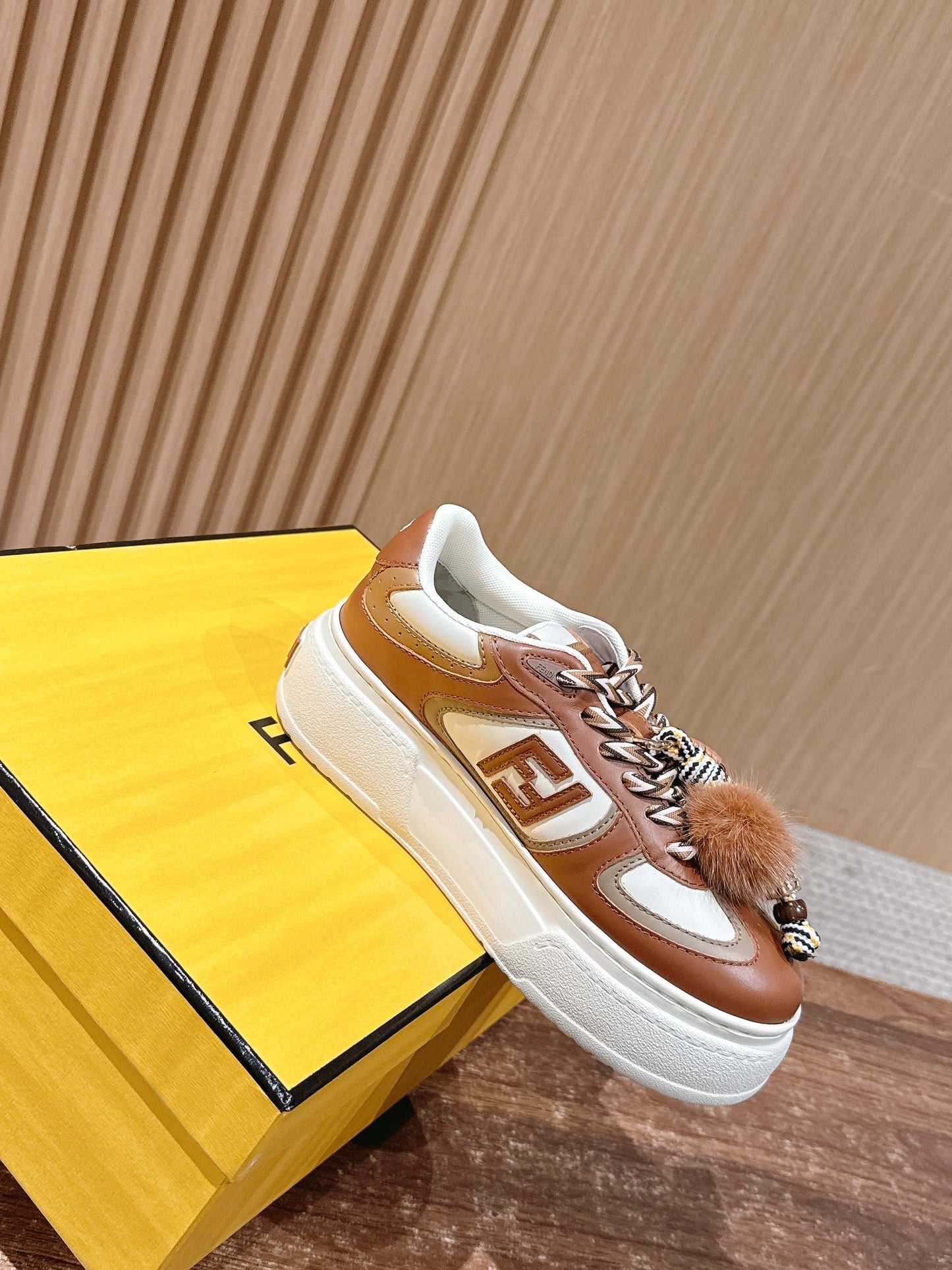 Fendi Match Platform Sneakers, Brown