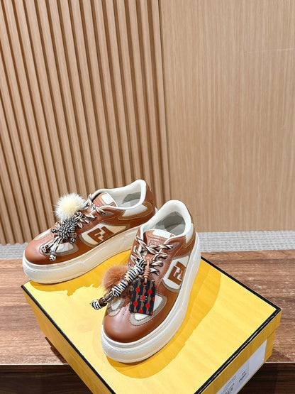 Fendi Match Platform Sneakers, Brown