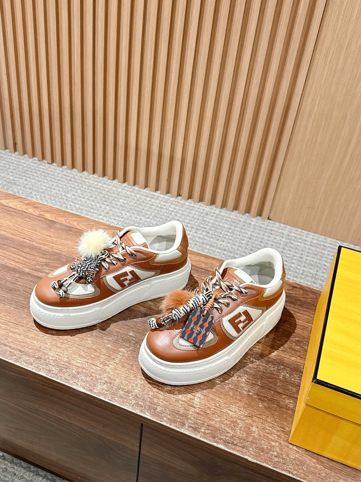 Fendi Match Platform Sneakers, Brown