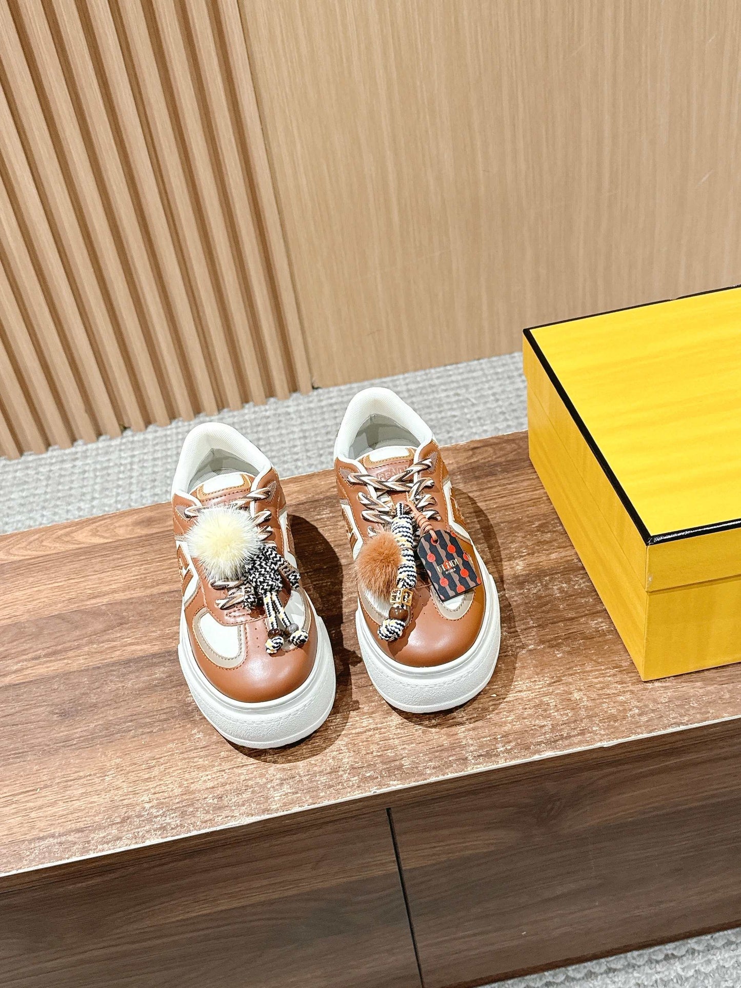 Fendi Match Platform Sneakers, Brown