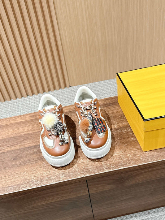 Fendi Match Platform Sneakers, Brown