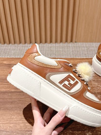 Fendi Match Platform Sneakers, Brown