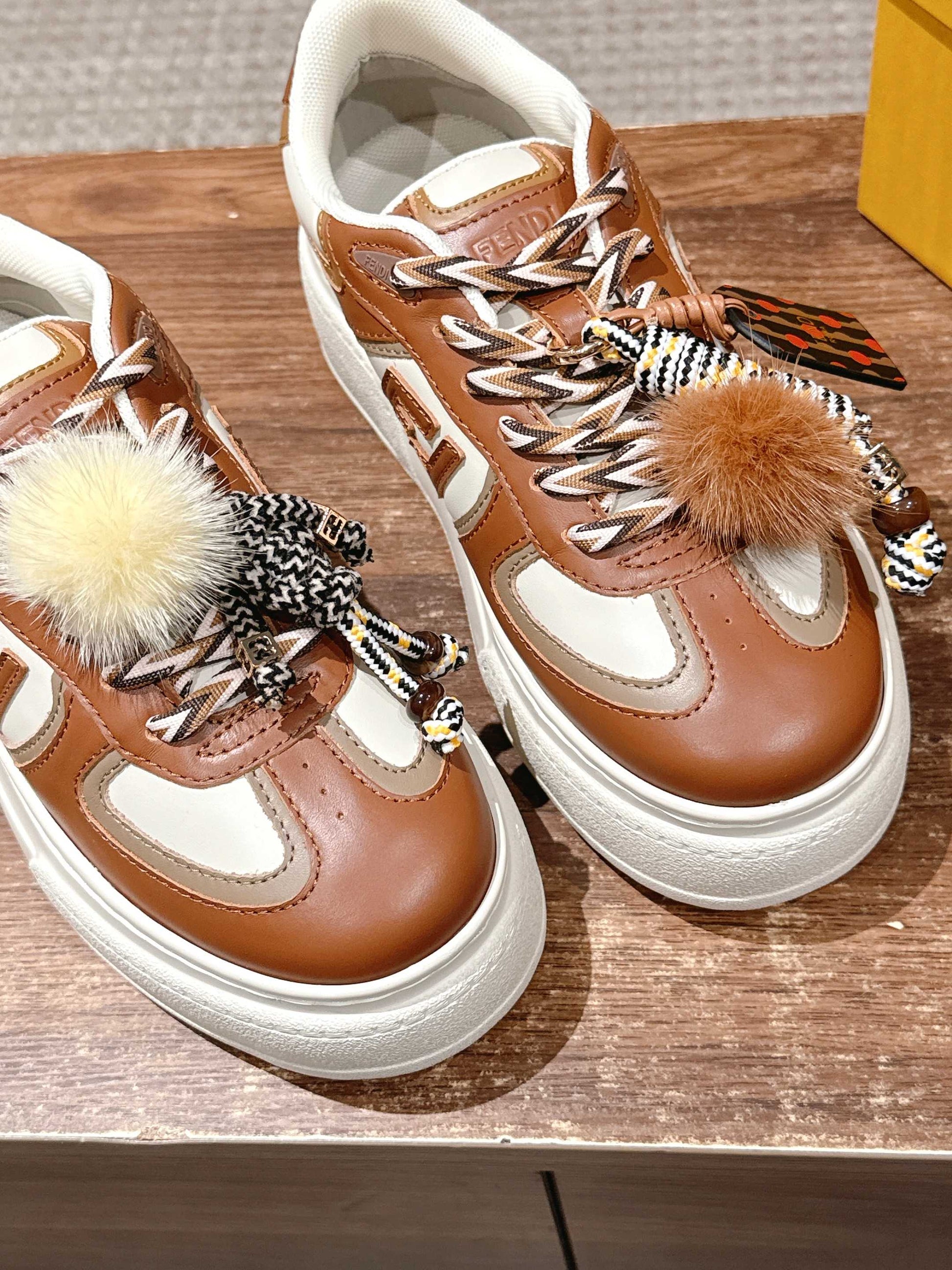 Fendi Match Platform Sneakers, Brown