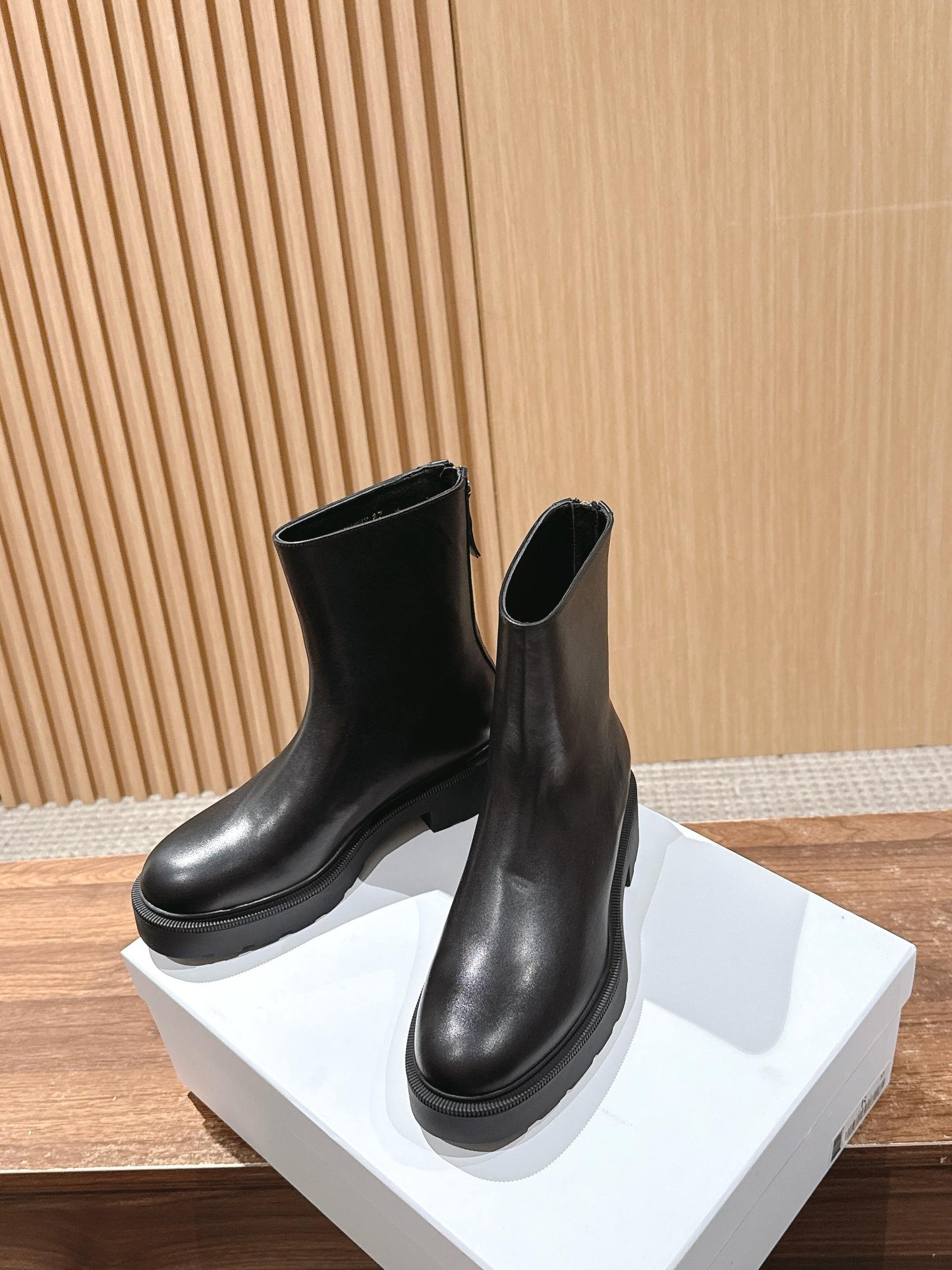 The Row New Back-Zip Ankle Boots, Black