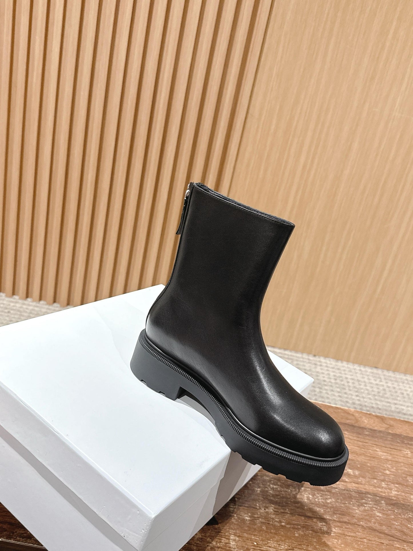 The Row New Back-Zip Ankle Boots, Black