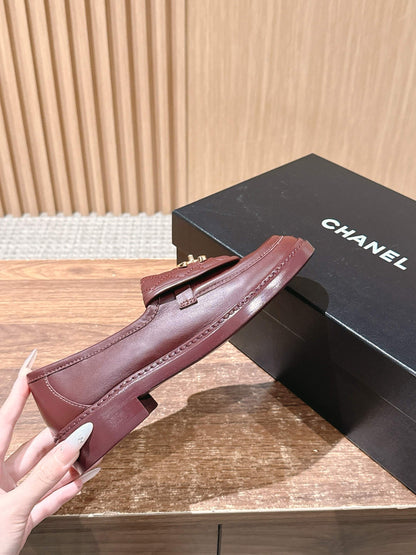 CHANEL Quilted Classic Vintage Sheepskin Loafers, Burgundy