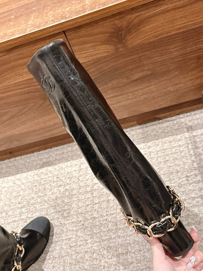 CHANEL Chanel New Chain Rider Boots, Black