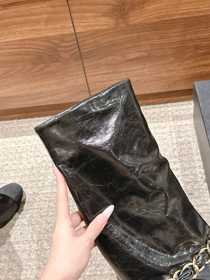 CHANEL Chanel New Chain Rider Boots, Black