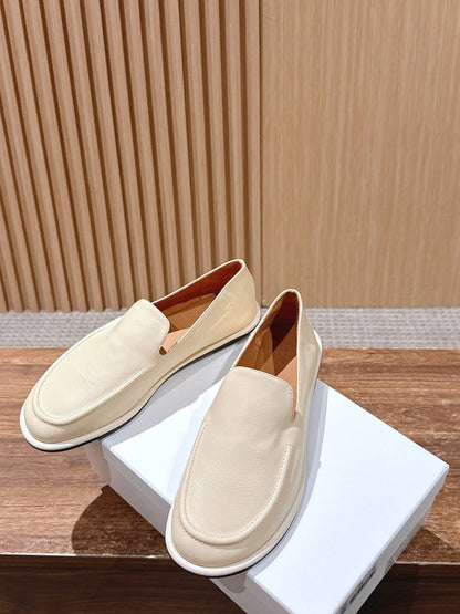 The Row Canal Loafer in Leather, Beige