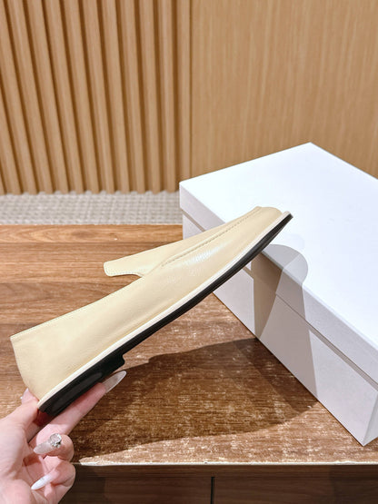 The Row Canal Loafer in Leather, Beige