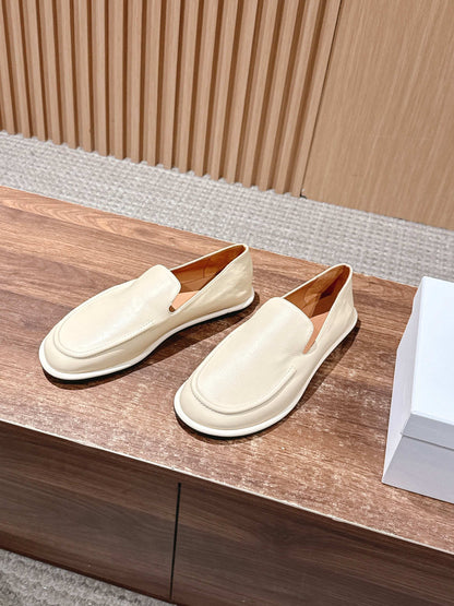 The Row Canal Loafer in Leather, Beige