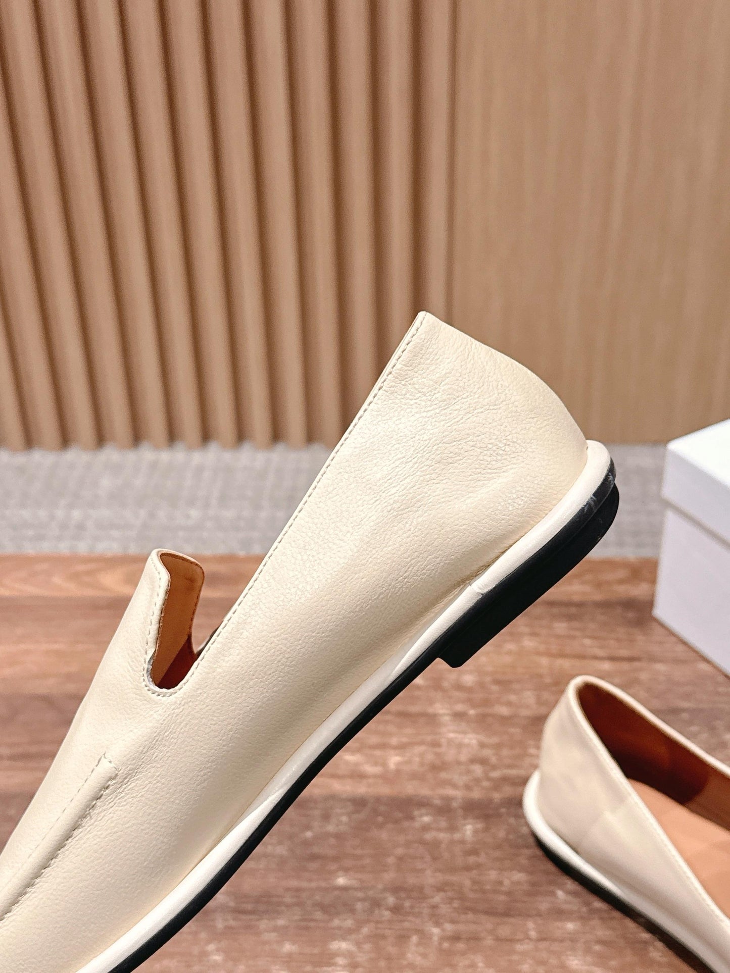 The Row Canal Loafer in Leather, Beige