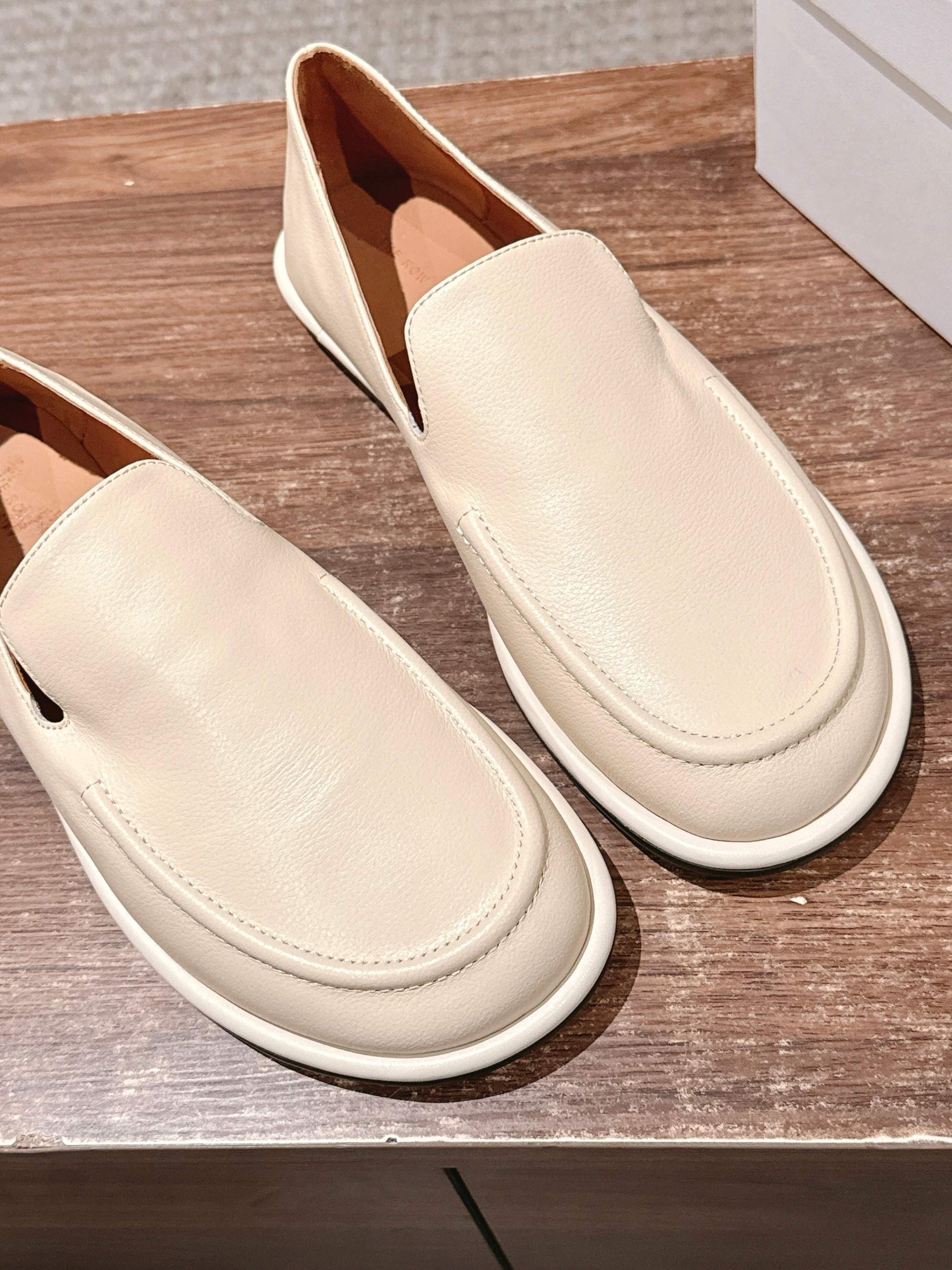 The Row Canal Loafer in Leather, Beige