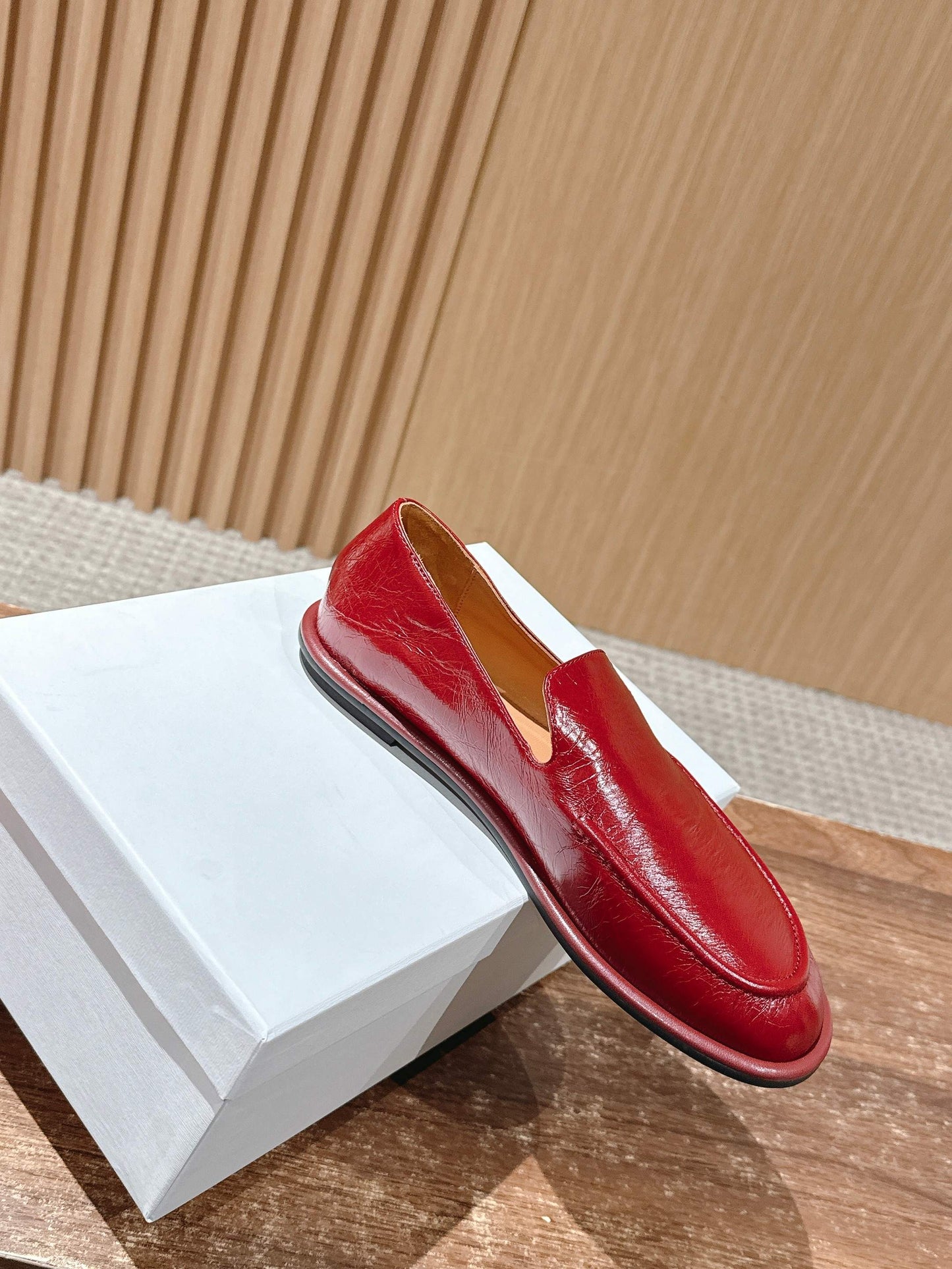 The Row Canal Loafer in Leather, Red