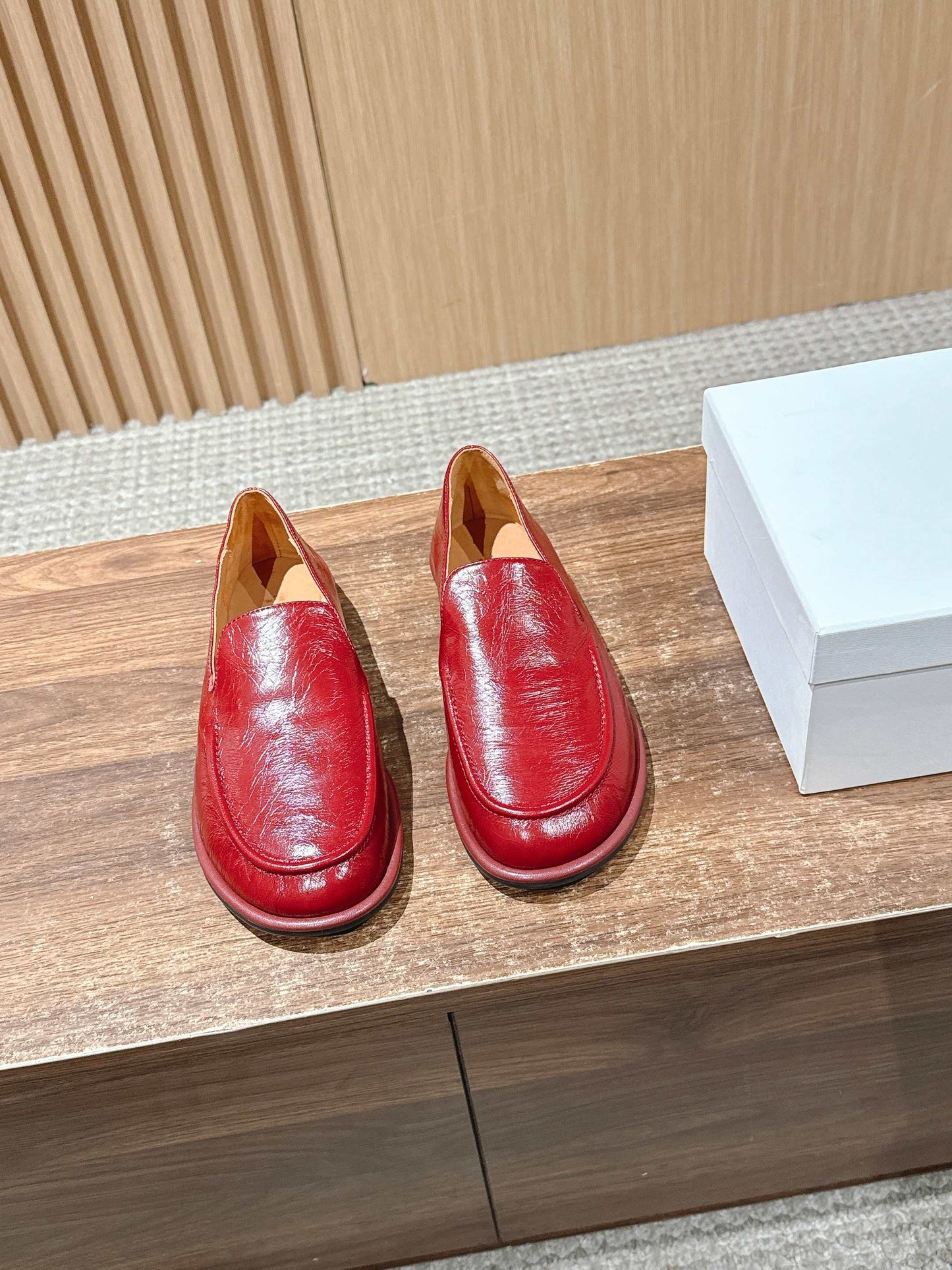 The Row Canal Loafer in Leather, Red