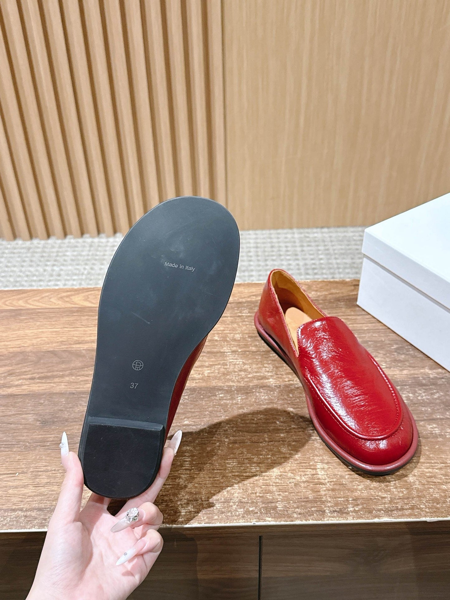 The Row Canal Loafer in Leather, Red