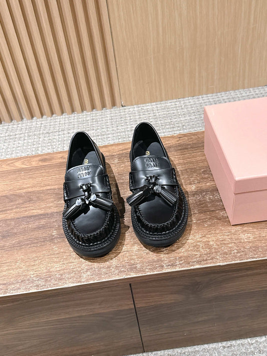 Miu Miu Deck Tassel Loafers, Black