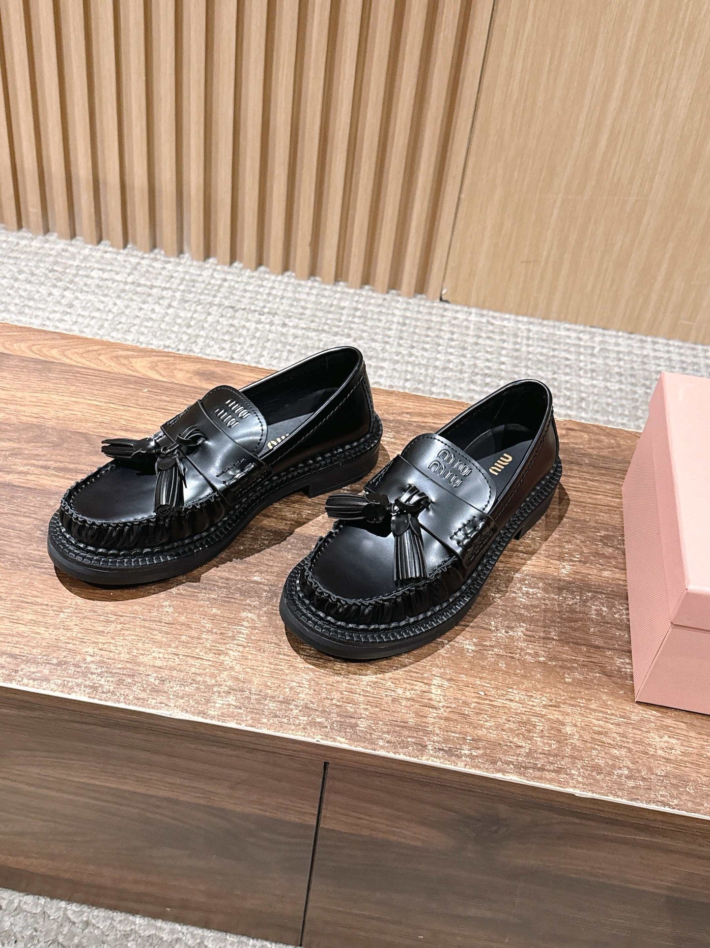 Miu Miu Deck Tassel Loafers, Black