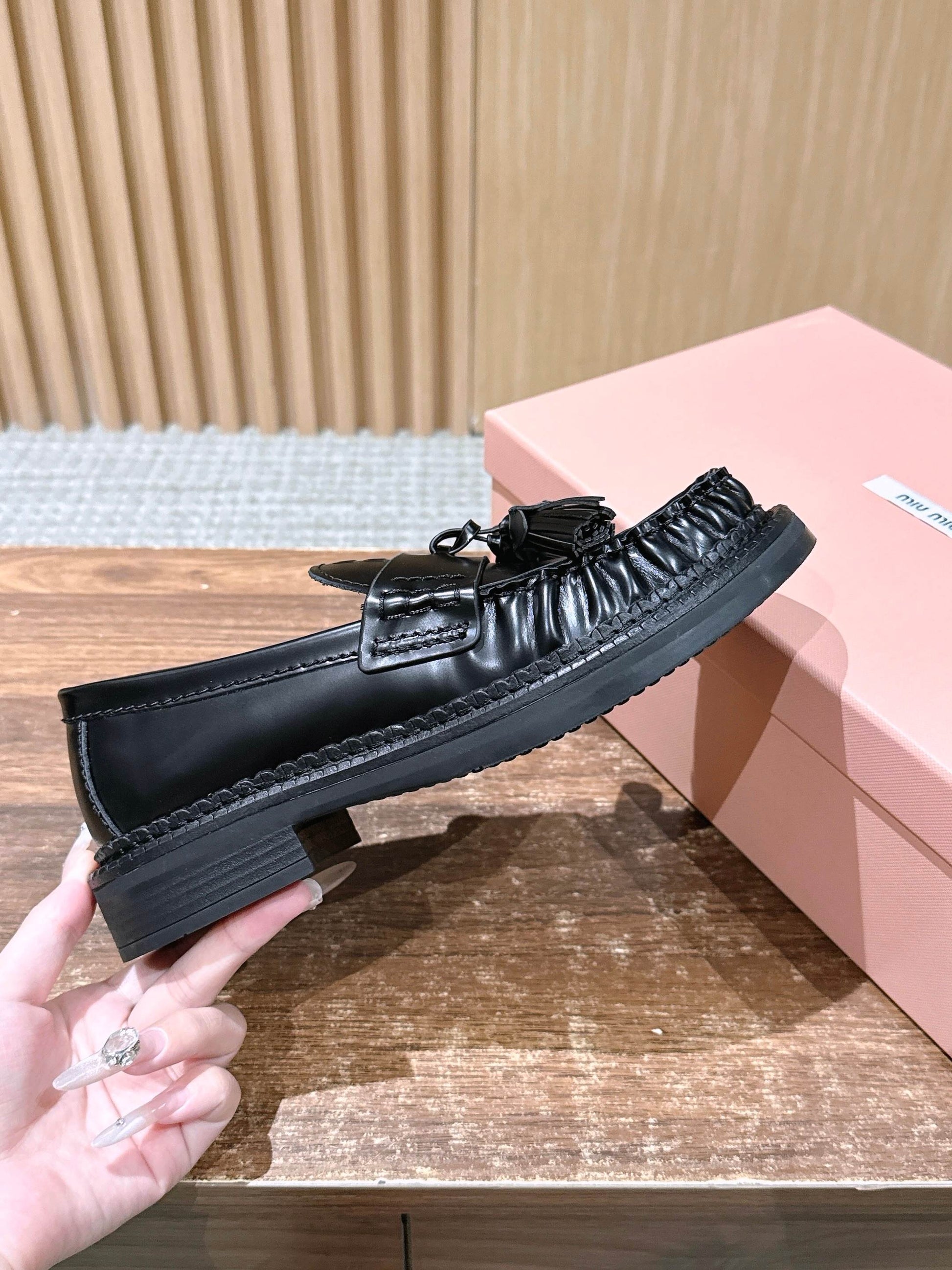 Miu Miu Deck Tassel Loafers, Black