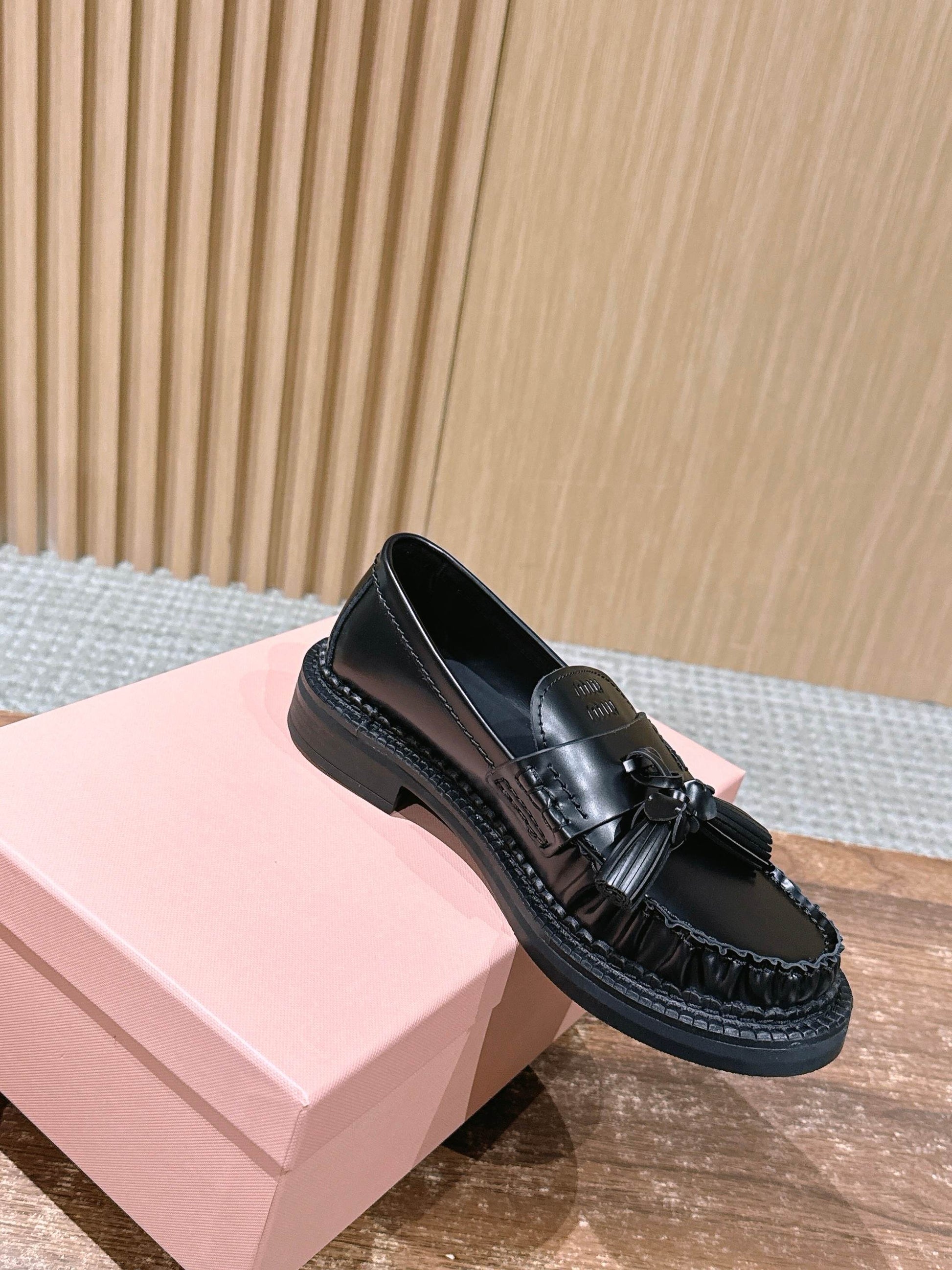 Miu Miu Deck Tassel Loafers, Black