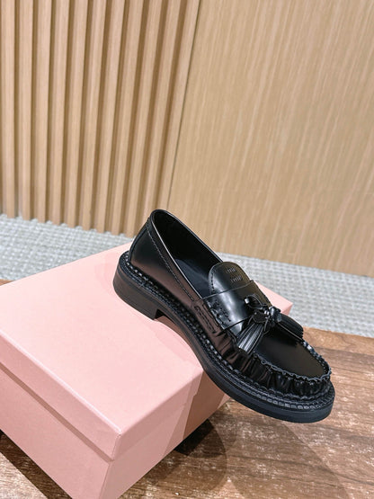 Miu Miu Deck Tassel Loafers, Black