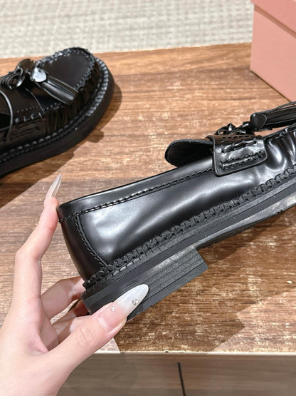 Miu Miu Deck Tassel Loafers, Black
