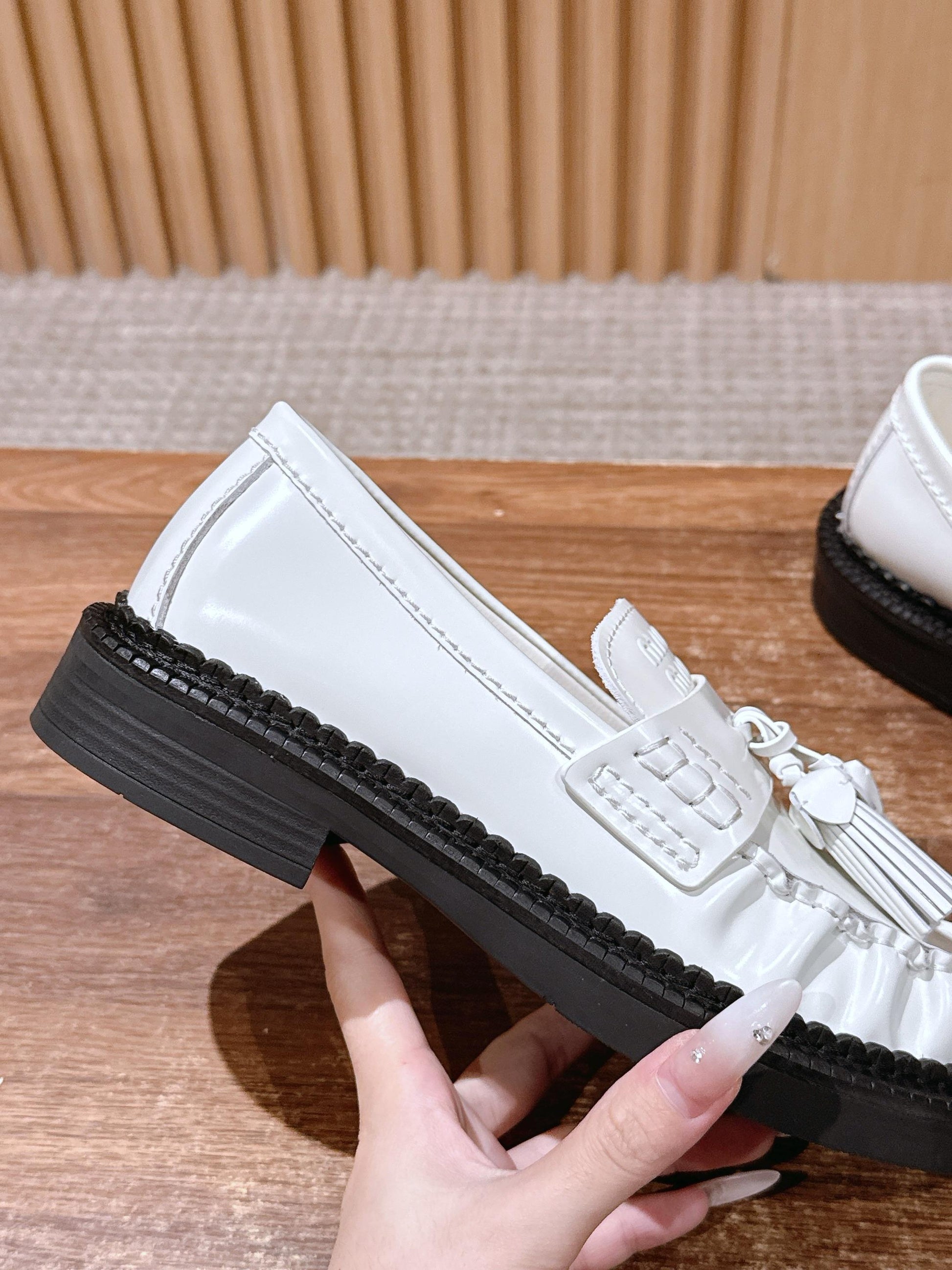 Miu Miu Deck Tassel Loafers, White