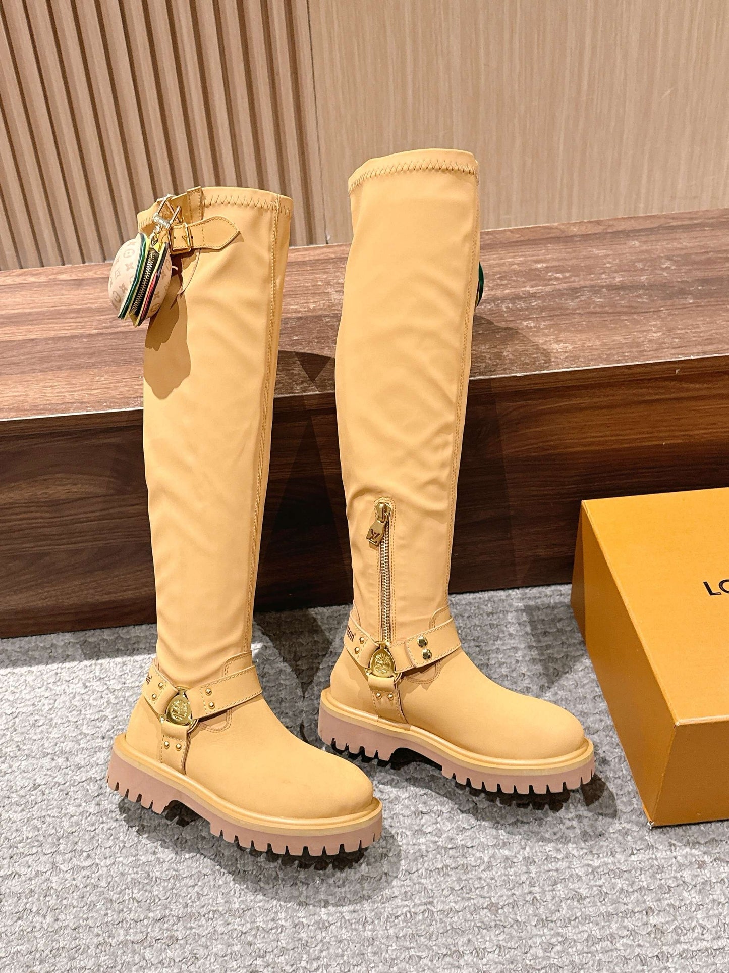 LV * Timberland Knee-High Boots‌ Matte Yellow