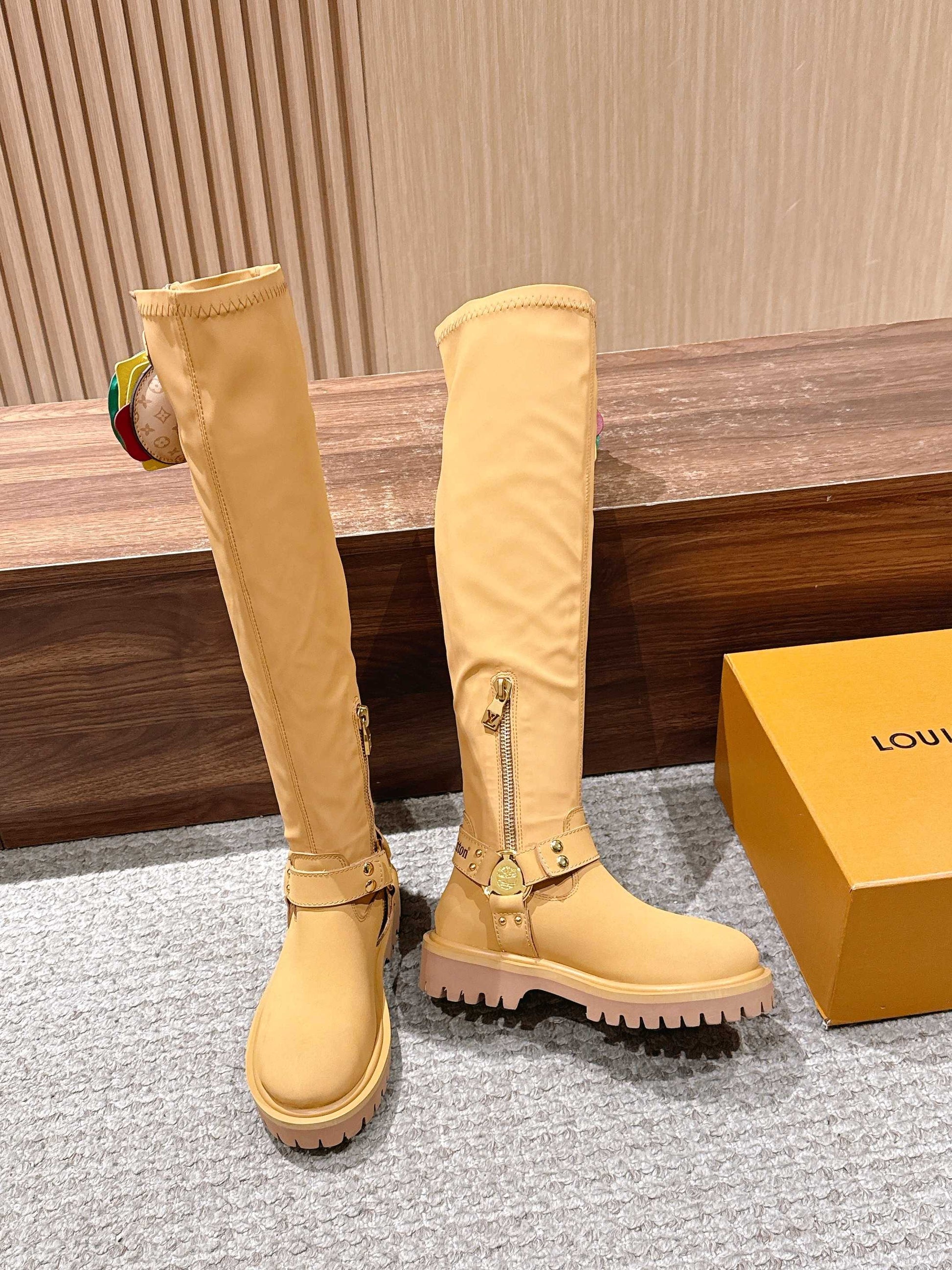 LV * Timberland Knee-High Boots‌ Matte Yellow